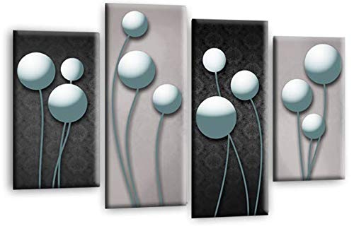 LR Duck Egg Floral Rose Wall Art Picture Grey Abstract Flower Love Framed Split Panel Print Ready to Hang