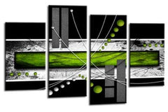 LR Abstract Wall Art Canvas Picture Lime Green Squares Checks Love Framed Split Print