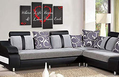 LR Love Quote Wall Art Picture Grey Red Heart Life Home Framed Split Panel Print Ready to Hang