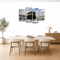 LR Hajj Islamic Mecca Wall Art Picture Framed 4 Panel Split Canvas Print | Ready to Hang | Modern Wall Art for Living Room, Bedroom & Office