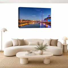 LR London Eye Wall Art Picture – Cityscape Framed Canvas Print | Ready to Hang | Modern Wall Art for Living Room, Bedroom & Office
