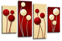 LR Floral Rose Canvas Art Picture Red Cream Abstract Flower Love Home Split Panel Print