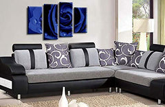 LR Floral Grey Rose Wall Art Picture Grey Blue Flower Framed Canvas Split Panel Print