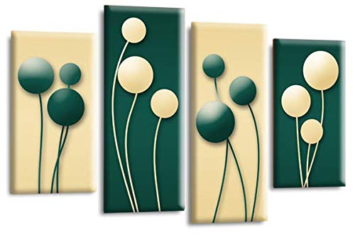 LR Floral Rose Canvas Art Picture Green Cream Flower Love Framed Split Panel Print
