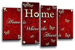 LR Love Quote Home Wall Art Picture Red Cream Family Framed Split Panel Print Ready to Hang