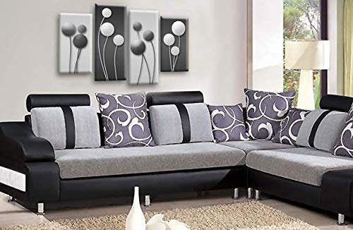 LR Grey Floral Rose Wall Art Picture Abstract Flower Love Framed Split Panel Print Ready to Hang