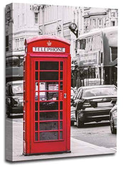 LR London Red Phone Box Canvas Wall Art Picture Framed Panel Print Ready to Hang