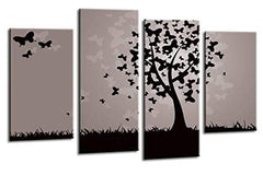 LR Floral Abstract Wall Art Picture Grey Black Butterfly Tree Flower Love Framed Split Print Ready to Hang