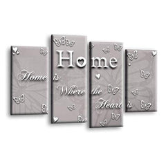 LR Love Quote Home Wall Art Picture – Grey & White Framed 4 Panel Split Canvas Print | Ready to Hang | Modern Wall Art for Living Room, Bedroom & Office