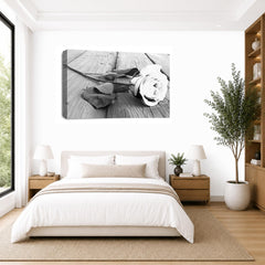 LR Floral White Rose Wall Art Picture – Grey Framed Canvas Print | Ready to Hang | Modern Wall Art for Living Room, Bedroom & Office