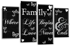 LR Family Love Quote Wall Art Picture Black White Framed Split Panel Print Ready to Hang