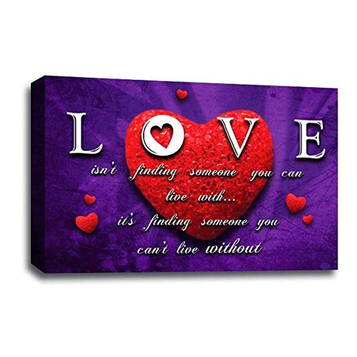 LR Love Quote Wall Art Picture – Purple & Red Framed Canvas Print | Ready to Hang | Modern Wall Art for Living Room, Bedroom & Office