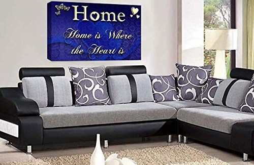 LR Home Love Quote Wall Art Canvas Blue Cream Framed Family Picture Print Ready to Hang