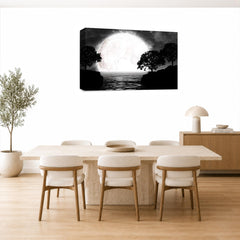 LR Abstract Landscape Wall Art Picture – Grey, Black & White Seascape Framed Canvas Print | Ready to Hang | Modern Wall Art for Living Room, Bedroom & Office