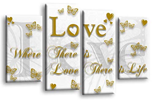 LR Love Quote Wall Art Picture Gold White Family Framed Split Panel Print Ready to Hang