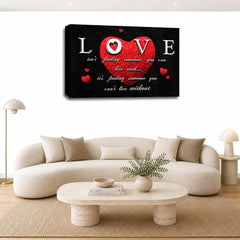 LR Love Quote Wall Art Picture – Red & Black Framed Canvas Print | Ready to Hang | Modern Wall Art for Living Room, Bedroom & Office