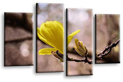 LR Floral Rose Wall Art Picture Yellow Grey Flower Love Framed Canvas Split Panel Print Ready to Hang