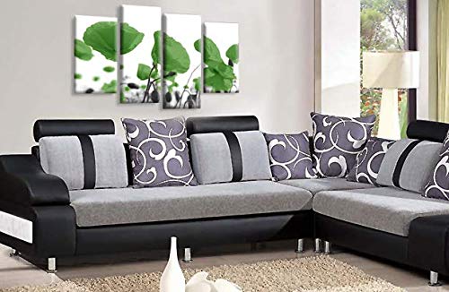 LR Floral Rose Poppy Wall Art Picture Green White Flower Framed Split Canvas Print Ready to Hang