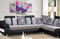 LR Butterfly Heart Wall Art Picture Love Grey Pink Framed Split Canvas Panel Print