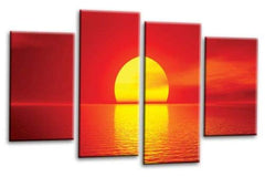LR Sunset Wall Art Print Red Orange Seascape Love Beach Framed Split Canvas Picture Ready to Hang