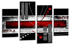 LR Abstract Squares Wall Art Picture Red Black White Large Framed Canvas Split Panel Print Ready to Hang