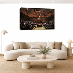 LR Banksy Parliament Wall Art Picture – Graffiti Art Framed Canvas Print | Ready to Hang | Modern Wall Art for Living Room, Bedroom & Office