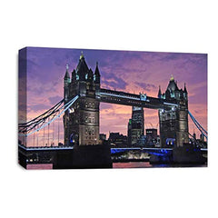 LR London Bridge Wall Art Picture – Cityscape Framed Canvas Print | Ready to Hang | Modern Wall Art for Living Room, Bedroom & Office