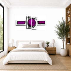 LR Purple Abstract Wall Art Picture – Red & Black Modern Framed 4 Panel Split Canvas Print | Ready to Hang | Modern Wall Art for Living Room, Bedroom & Office