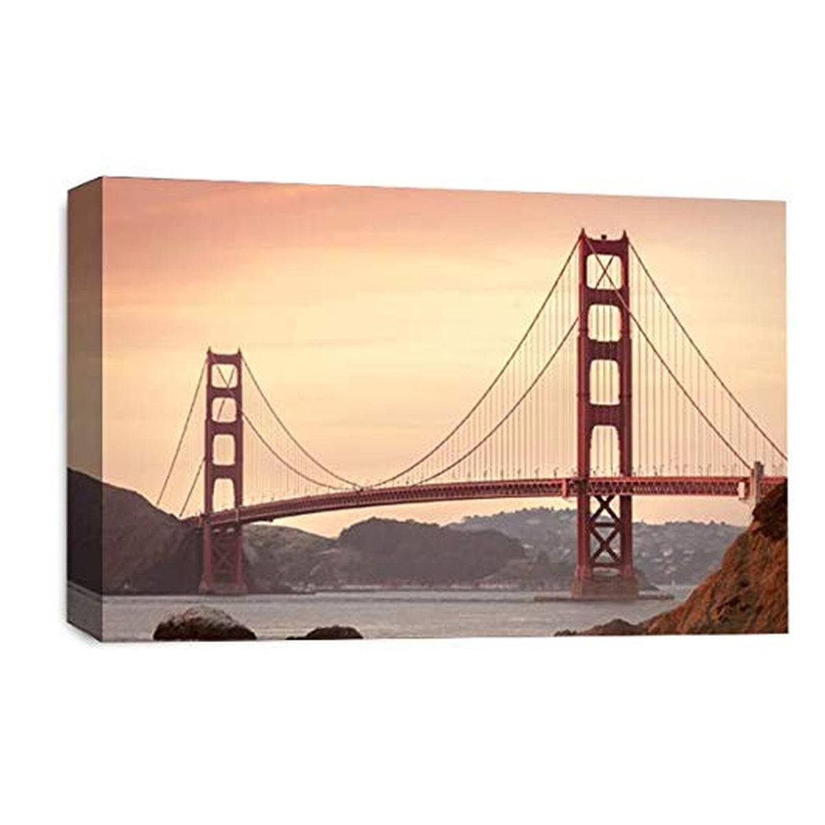 LR San Francisco Wall Art Picture – Golden Gate Framed Canvas Print | Ready to Hang | Modern Wall Art for Living Room, Bedroom & Office