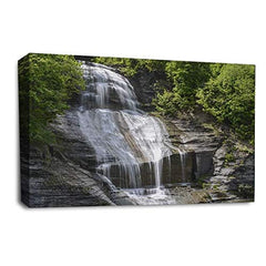 LR Waterfall Forest Wall Art Picture Landscape Trees Framed Canvas Panel Print Ready to Hang