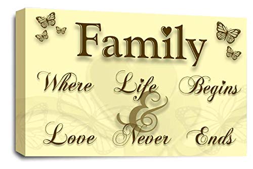 LR Family Love Quote Art Print Cream Gold Home Framed Canvas Picture Ready to Hang