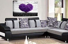 LR Floral Love Heart Tree Wall Art Picture Purple Grey Abstract Flower Landscape Framed Print Ready to Hang