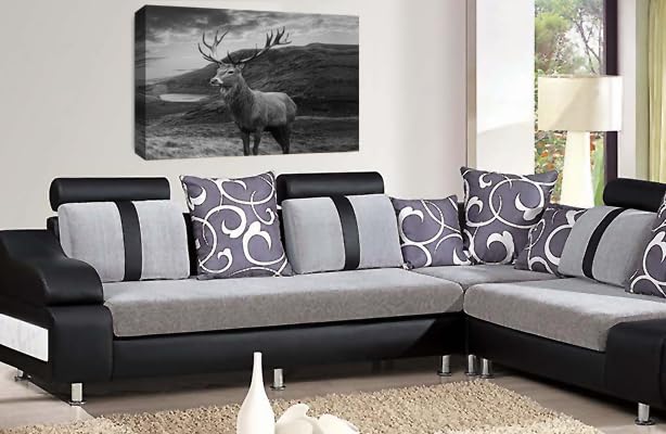 LR Highland Stag Canvas Wall Art Picture Scottish Animal Framed Panel Print Ready to Hang