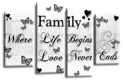 LR Family Quote Canvas Art Picture Grey White Black Love Home Split Wall Panel Print