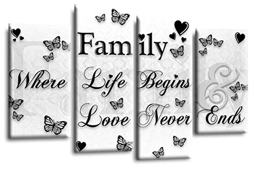 LR Family Quote Canvas Art Picture Grey White Black Love Home Split Wall Panel Print