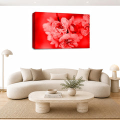 LR Floral Wall Art Picture – Red & White Framed Canvas Print | Ready to Hang | Modern Wall Art for Living Room, Bedroom & Office