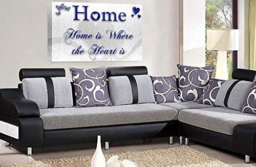 LR Home Love Quote Wall Art Canvas Blue White Framed Family Picture Print Ready to Hang
