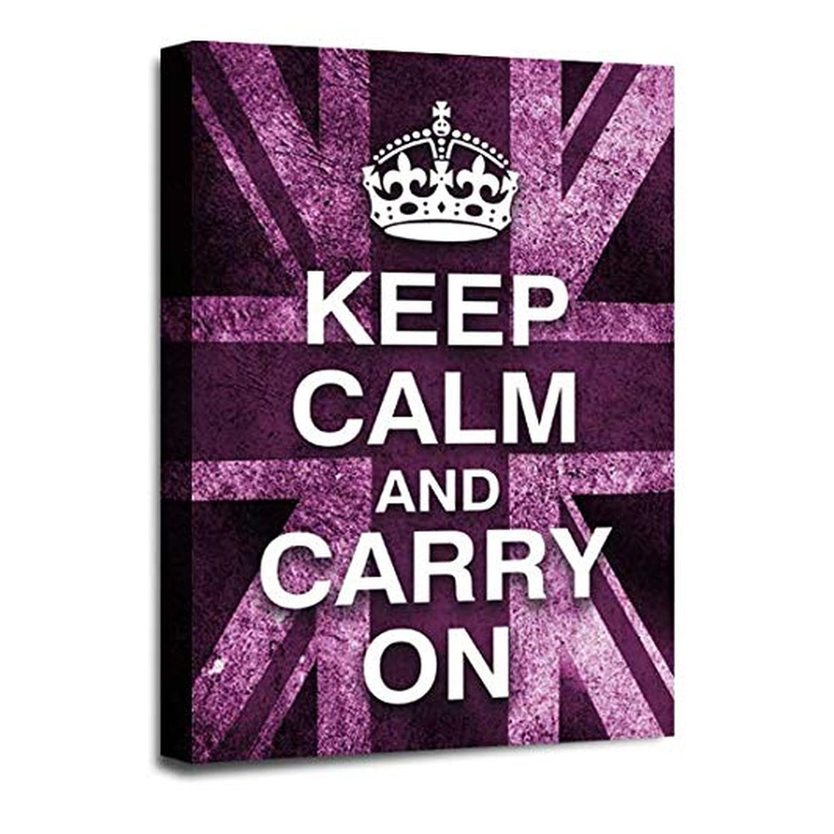 LR Keep Calm Wall Art Picture – Purple & Grey Typography Framed Canvas Print | Ready to Hang | Modern Wall Art for Living Room, Bedroom & Office