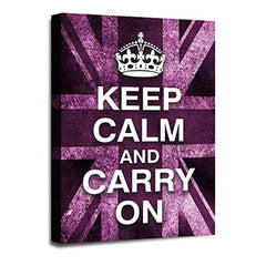 LR Keep Calm Wall Art Picture – Purple & Grey Typography Framed Canvas Print | Ready to Hang | Modern Wall Art for Living Room, Bedroom & Office
