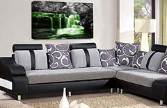 LR Green Waterfall Canvas Wall Art Picture Forest Landscape Grey White Framed Print Ready to Hang