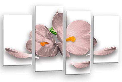 LR Floral Rose Orchid Wall Art Picture Pink White Flower Framed Canvas Split Print Ready to Hang