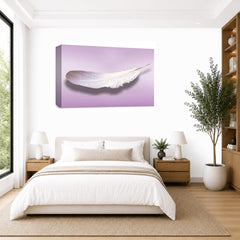 LR Abstract Feather Wall Art Picture – Purple & White Modern Framed Canvas Print | Ready to Hang | Modern Wall Art for Living Room, Bedroom & Office