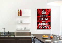 LR Keep Calm Wall Art Canvas Picture Drink Vodka Red White Union Jack Home Framed Panel Print Ready to Hang