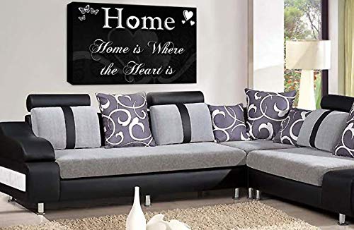 LR Home Love Quote Wall Art Canvas Black White Framed Family Picture Print Ready to Hang