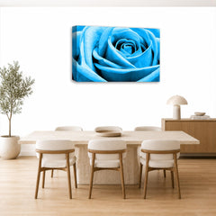 LR Floral Wall Art Picture – Blue Rose Framed Canvas Print | Ready to Hang | Modern Wall Art for Living Room, Bedroom & Office