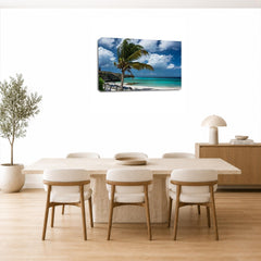 LR Sunset Beach Tropical Wall Art Picture – Seascape Framed Canvas Print | Ready to Hang | Modern Wall Art for Living Room, Bedroom & Office