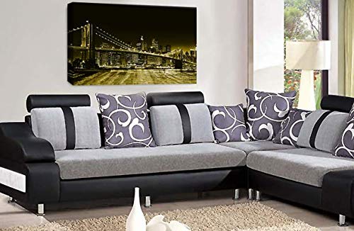 LR New York Skyline Wall Art Picture Brooklyn Bridge USA Framed Canvas Panel Print Ready to Hang