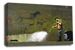 LR Framed Banksy Wall Art Canvas Grey White Black Graffiti Remover Love Hope Large Print Ready to Hang
