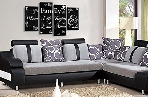 LR Family Love Quote Wall Art Picture Black White Framed Split Panel Print Ready to Hang