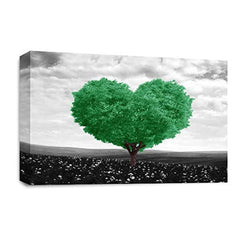 LR Floral Love Wall Art Picture – Grey & Green Quote Framed Canvas Print | Ready to Hang | Modern Wall Art for Living Room, Bedroom & Office